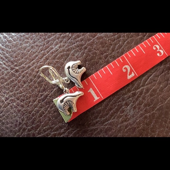 Native American Jewelry - Earrings tiny Sterling silver bears with heart line arrow.